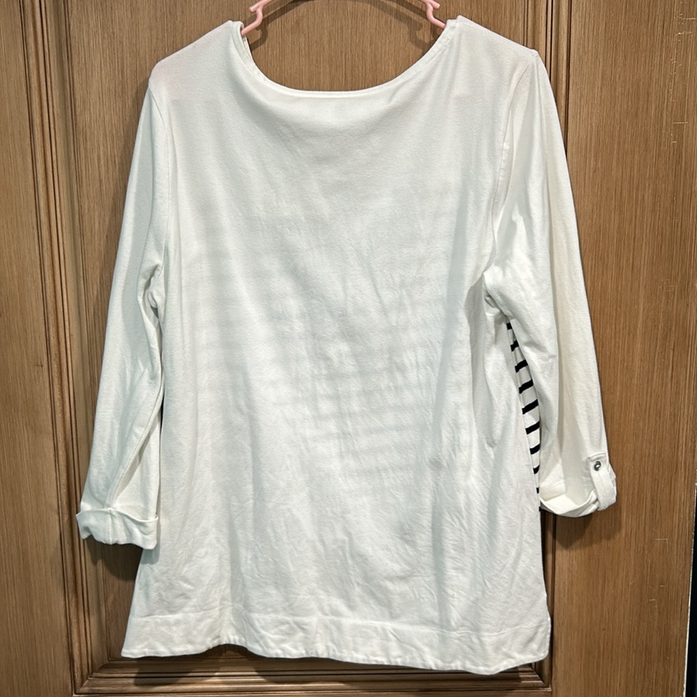 Croft and Barrow White with Black Stripes 3 Quarter Sleeve Size XL - Picture 8 of 8